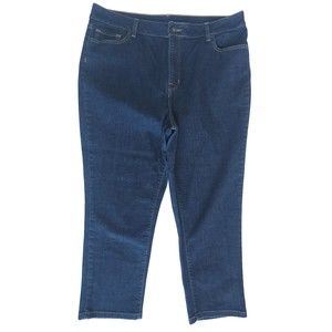 NWOT Ladies L.L. Bean Classic Fit Dk Wash Straight Hi Rise Ankle Jeans Size 18